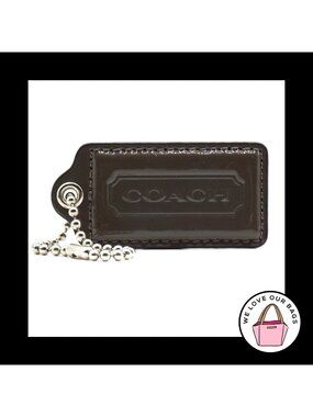 2.5" Large COACH Gray Patent Leather Nickel Key Fob Bag Charm Keychain Hang Tag